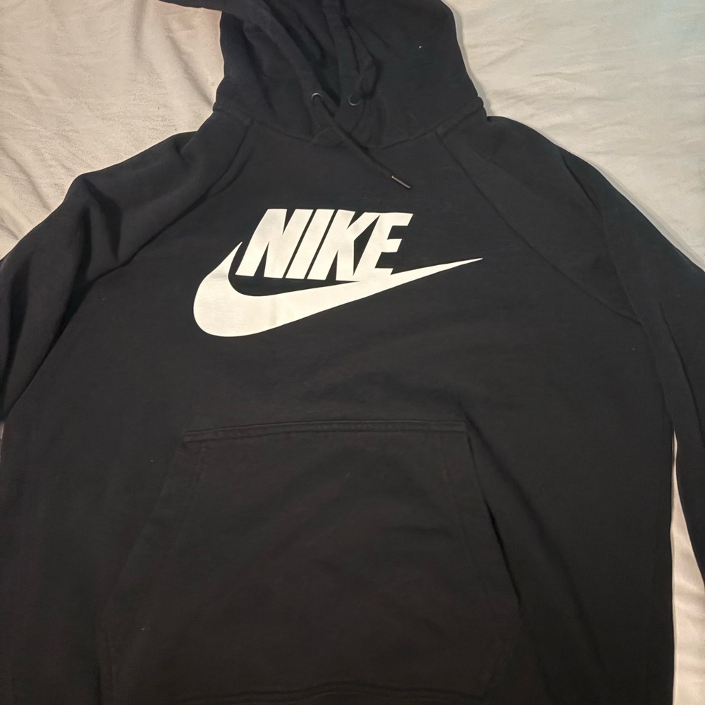 Nike Men's Black and White Logo Hoodie